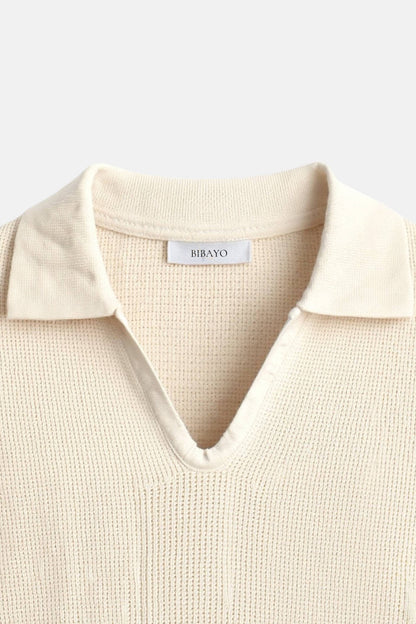 Old Money Casual Korte Mouw Strik Hoogstretch Polo T-Shirt