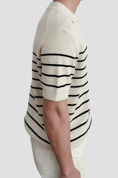 Old Money Casual Korte Mouw Strik Hoogstretch Polo T-Shirt